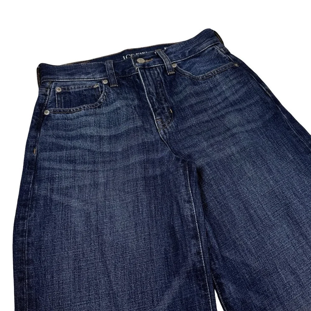 J. Crew Wide Leg Jeans Sz 24 5 Pockets Dark Wash Relaxed Fit Denim - Picture 6 of 14